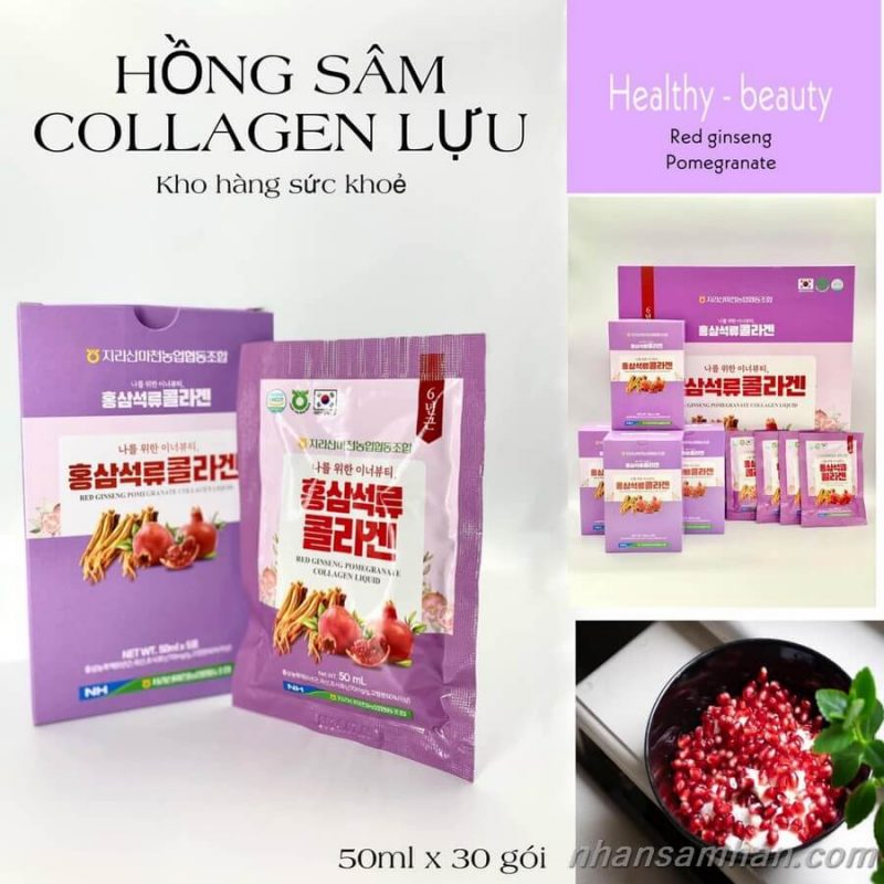 Nước Hồng Sâm Collagen Lựu Red Ginseng Pomegranate Collagen 50ml x 30 gói